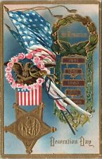 Vintage Decoration Day In Memoriam Wreath Eagle Flag Civil War GAR Star Postcard picture