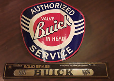 Lot 2 BUICK SIGNS EMBLEMS Valve in Head Service Sticker NOS License Frame Insert picture