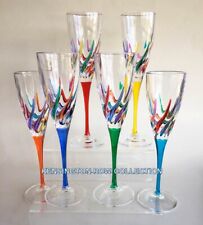 VENETIAN CARNEVALE CHAMPAGNE FLUTES - SET OF SIX - CHAMPAGNE GLASSES picture