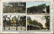 Sarasota Springs New York Hotels Multi View Antique Vintage Postcard c1900 picture