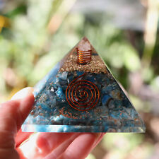 Entirely Zen Natural Blue Apatite Orgone Pyramid XL 75mm 3in EMF & 5G Protection picture