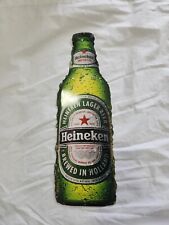 Heineken Beer Bottle Bar Sign Embossed Metal Tin 23