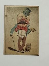 Capadura Cigar Trade Card Victorian Advertising Top Hat Mustache Dog Tobacco A92 picture
