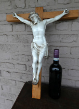 Antique french crucifix porcelain christ corpus picture