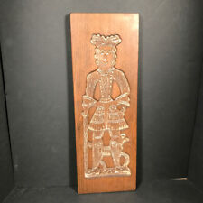 Antique Hand-Carved Wooden Springerle man with dog/ Cookie Board Mold picture