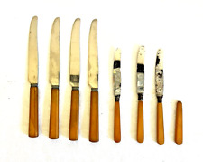 Lot of 8 Bakelite Handle Knives Butterscotch Crafting Collecting picture