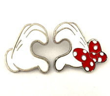 X2 The Disney Store Mickey Minnie Mouse Holding Heart Hands Gloves Pin Set Lot picture