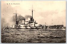 Ak Battle Ship SMS Westphalia On High Lake postcard picture
