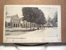 1907 Vermont VT ~ Woodstock, Library, Courthouse, & Inn - People in Street picture