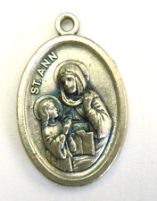 Vintage Silver Tone St Saint Ann Pray For Us Charm Pendant Italy picture