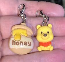 2 Pc Winnie The Pooh & Honey Pot Charm Zipper Pulls & Keychain Add On Clips picture