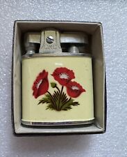 Vintage CMC Continental Small Cigarette Lighter Poppy Flowers Nib picture