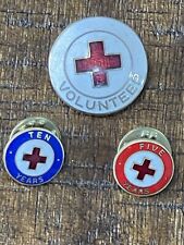 American Red Cross Volunteer Pin Lapel 5 Years 10 Years Lot Of 3 picture