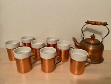 Baker Hart and Stuart Copper Tea Pot Kettle And 8 Cups - 17 PIECE SET picture