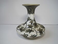 Oriental Asian Style Pottery Porcelain Vase Beige Brown Flowers 6.5