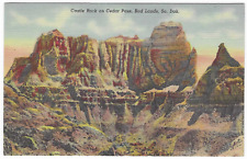 Vintage Postcard Castle Rock on Cedar Pass Bad Lands SD Formations Linen UNP picture