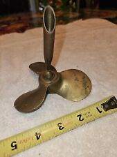 Vtg Nautical Solid Brass Boat Propeller Desk Swivel Pen Stand Holder Paperweight picture