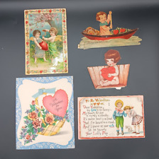Mixed Lot of Five Vintage Valentine's Day Cards, Some as Early as 1910 picture