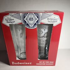 Budweiser Signature Glasses(2) 16oz each. Beer glasses..Budweiser..New picture