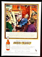 Old Crow Kentucky Bourbon Whiskey Mark Twain Original 1959 Vintage Print Ad picture