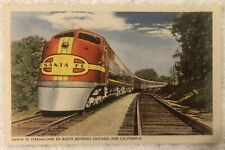 Chicago IL, Santa Fe Streamliner in Route from Chicago Vintage Postcard Unposted picture