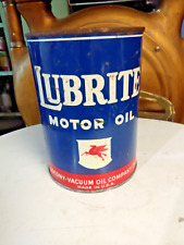 Vintage LUBRITE Motor Oil 1 Quart Metal Can Pegasus - Mobiloil Socony Vacuum picture