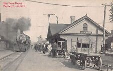 Paris IL Illinois Train Station Big Four Depot Railway Railroad 1913 Postcard L4 picture