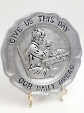 Vtg Sexton Pewter Plate Wall Hanging Give Us This Day Our Daily Bread 1972- 8.5