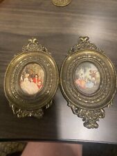 Vintage Pair Italian Florentine Art Bevelde Brass Frame ITALY *READ Immaculate picture