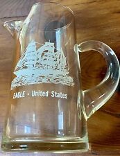 Vtg. Glass Bar Pitcher , Ship “Eagle, United States” picture