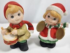 Vintage Homco #5106 Christmas Drummer Boy & Cymbal Girl Holiday Children Figures picture