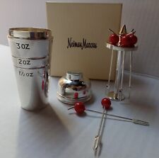 Rare Vintage Art Deco Silver Plated  Shaker W/  Cherry Cocktail Sticks  picture