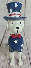 Patriotic 4th Of July Uncle Sam Dog Figurine Decor Red White Blue 7
