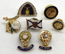 Lot of 7 Fraternal Organization Pins Elks Rotary Daughters of the Nile Gold Tone picture