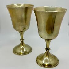 Pair Of Vintage Solid Brass Drinking Goblets Wine Glasses Set of 2 picture