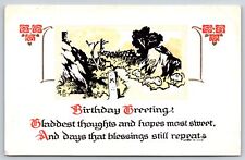 Greetings~Grave In Garden Rhyming Birthday Greeting~Vintage Postcard picture