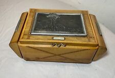 antique Ricordo Di Napoli marquetry wood bronze music smoking cigarette box picture