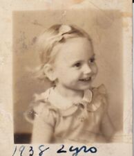 Vintage Found Photograph 1938 Young Girl Smiling Dress Great Depression picture