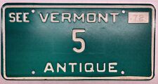 1972 Vermont Antique Auto License Plate #5 LOW NUMBER picture