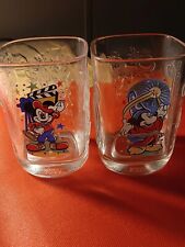 Walt Disney World Celebration McDonalds 2000 Mickey Mouse Glass Cup Set Of 2 picture