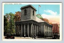Boston MA, King's Chapel, Stone Georgian, Car Massachusetts Vintage Postcard picture