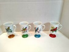 Vintage Fred Roberts Song Birds Pedestal Coffee Mugs Set of 4 picture