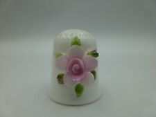 COALPORT ENGLAND BONE CHINA THIMBLE COLLECTION - FLOWER 3D, White with Pink Rose picture