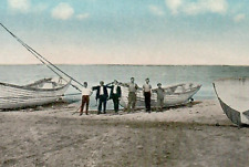 Vintage Postcard US Life Savers Long Branch NJ Beach Shore Boats Lifeguards picture