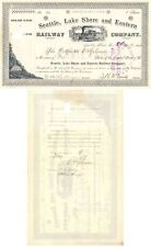 Seattle, Lake Shore and Eastern Railway Co. issued to and signed by Daniel Hunt  picture