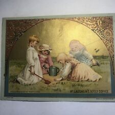 1890s McLaughlin's XXXX Coffee Large Trade Card Children in the Sand picture