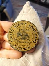 Very Early Antique United States Army Caps Litho Tin Can picture