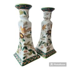 2 Antique 1895 Wong Lee Chinese Porcelain Candlestick Holder 8.75’’high 4