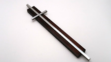Vintage Mid Century Modern Metal And Wood Cross Tall Slim Wall Hanging Decor picture