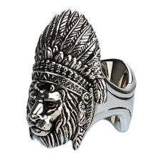 Portable Vintage Silver Cigar Holder Travel White Copper Lion Head Pocket Ring picture